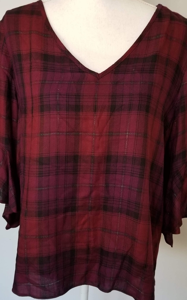 Size Large Wine Plaid Top A.N.A.